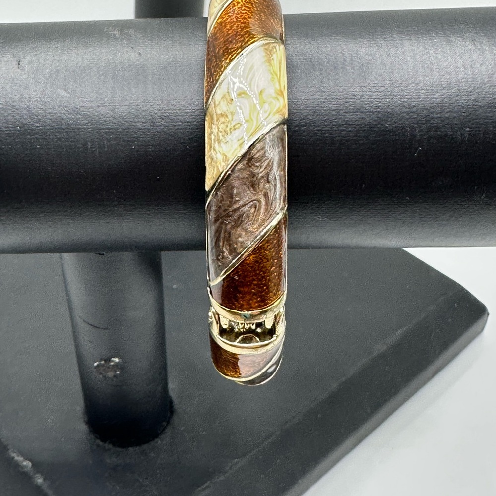 Elegant Gold and Brown Swirl Bangle